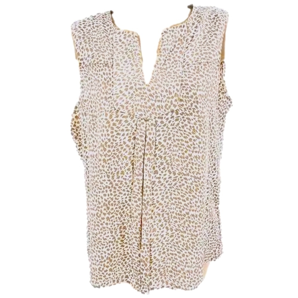 Banana Republic Tank Women's M Cream Animal Print Lightweight Cottage Boho Chic